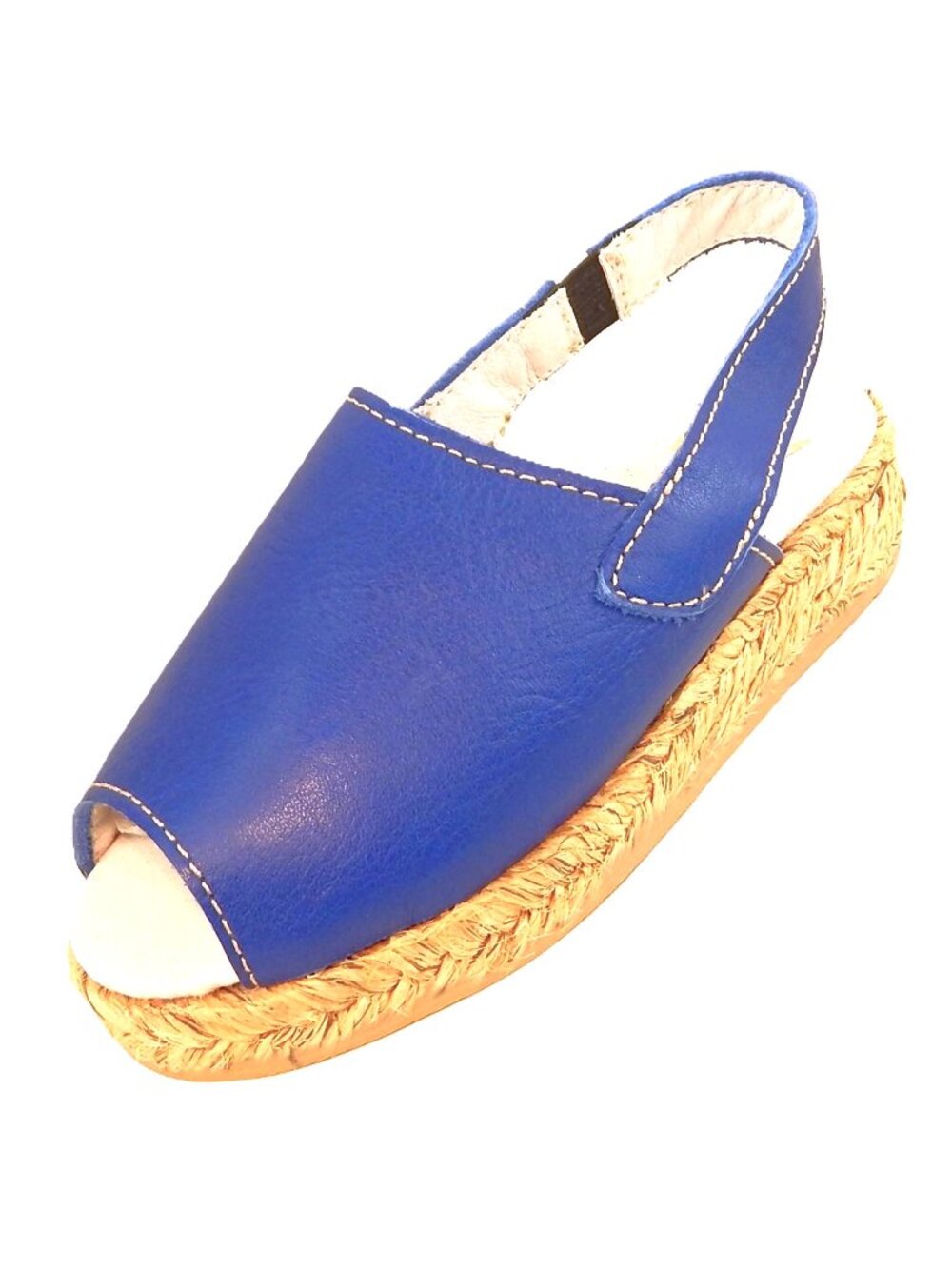 DE OSU -Spain-Girls Blue Leather European Espadrilles -Shoes Euro 26-32 US 10-2